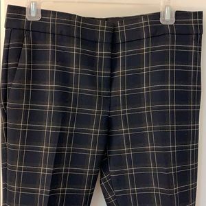 Ann Taylor Devin Fit Navy Tartan Cropped Pants